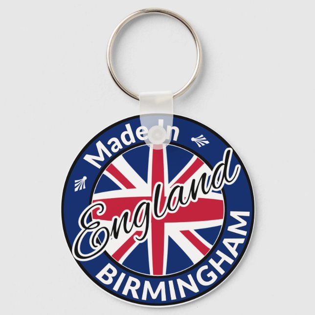 Made in Birmingham England Union Jack Flagga Nyckelring (Framsida)