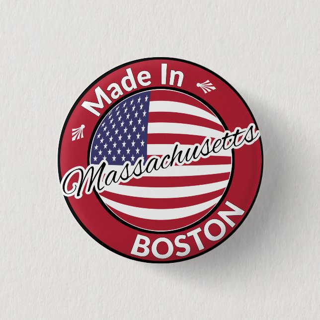 Made in Boston Massachusetts USA flagga Knapp (Framsida)
