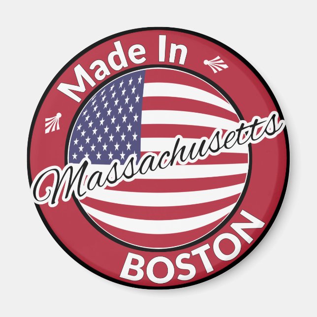 Made in Boston Massachusetts USA flagga Magnet (Framsidan)