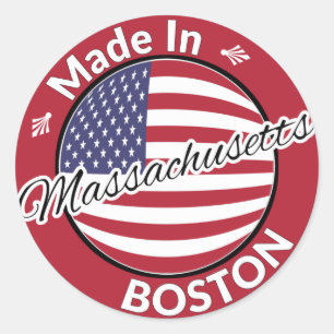 Made in Boston Massachusetts USA flagga Runt Klistermärke