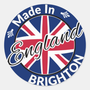 Made in Brighton England Union Jack Flagga Runt Klistermärke