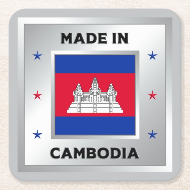 Made In Cambodia Underlägg Papper Kvadrat (Framsidan)
