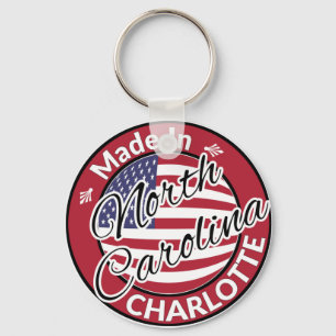 Made in Charlotte North Carolina USA flagga Nyckelring