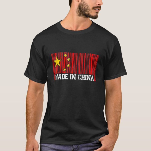 Made In China Chinese Flag T Shirt (Framsida)