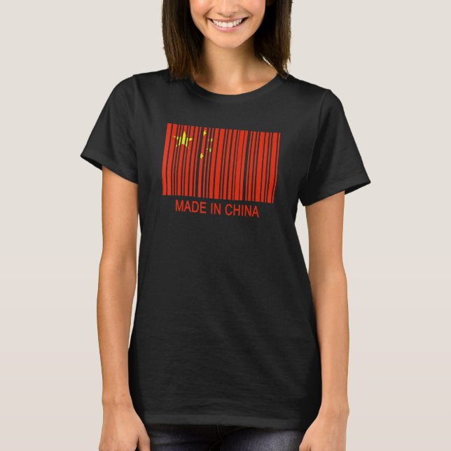 Made in China Flag Barcode T Shirt (Framsida)