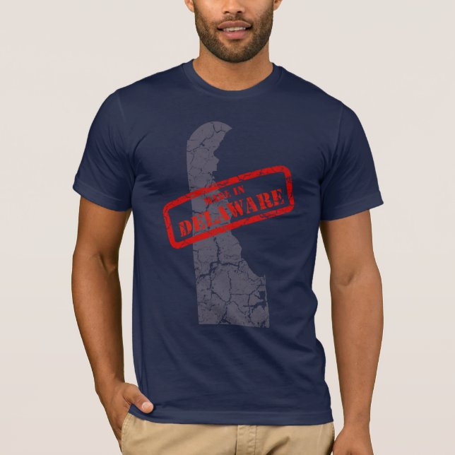 Made in Delaware Grunge Karta Navy Blue T-shirt (Framsida)