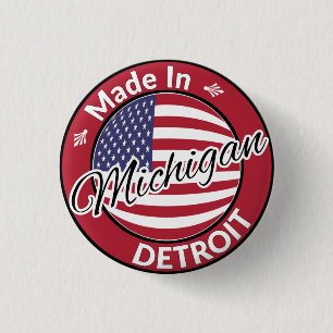 Made in Detroit Michigan USA flagga Knapp