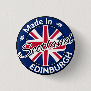 Made in Edinburgh Scotland Union Jack Flagga Knapp