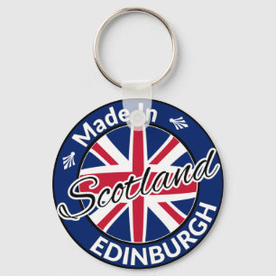 Made in Edinburgh Scotland Union Jack Flagga Nyckelring