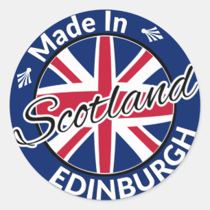 Made in Edinburgh Scotland Union Jack Flagga Runt Klistermärke