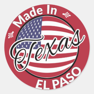 Made in El Paso Texas United Stater Flagga Runt Klistermärke