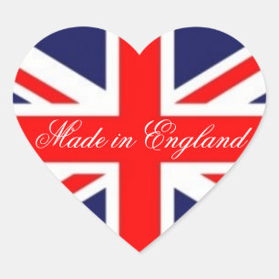 Made in England-Union Jack Flagga-Heart Shape Hjärtformat Klistermärke
