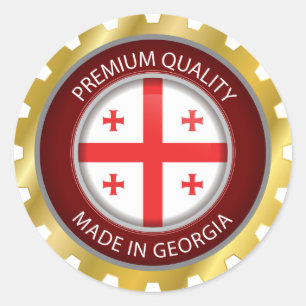 Made in Georgia Flagga, Georgian Flagga Seal Icon Runt Klistermärke