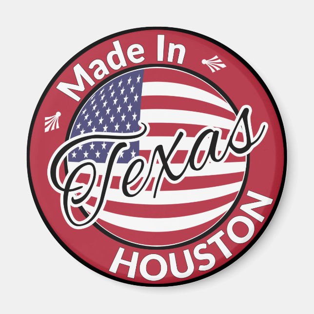 Made in Houston Texas Stars och stripes Flagga Magnet (Framsidan)