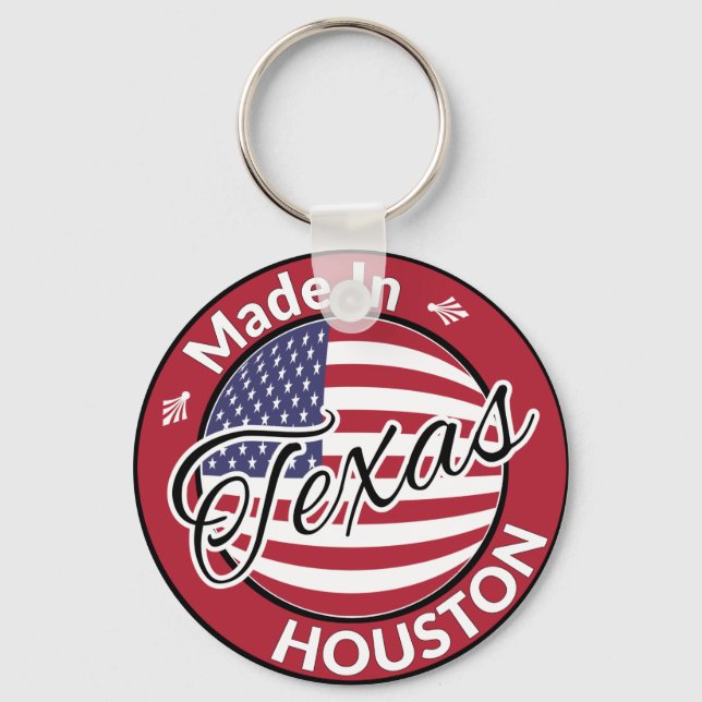Made in Houston Texas Stars och stripes Flagga Nyckelring (Framsida)