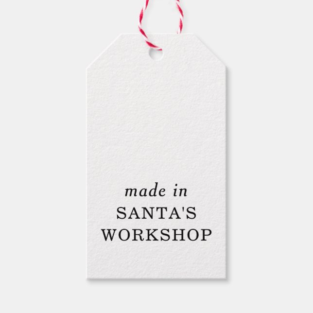 Made in julskript i jultomtens workshop presentetikett (Framsidan)