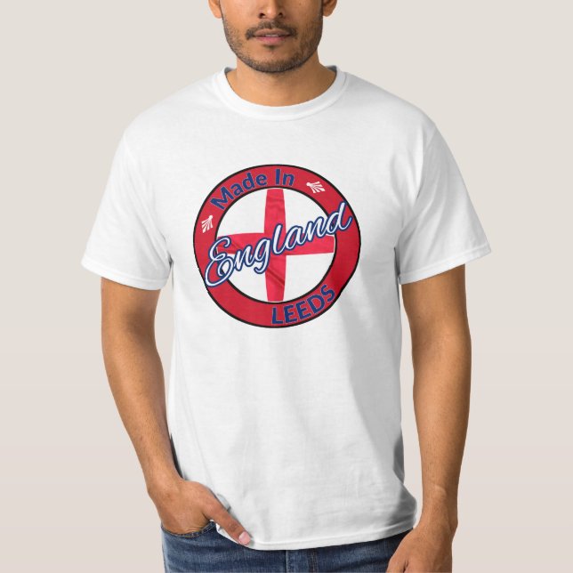 Made in Leeds England St George Flagga T Shirt (Framsida)