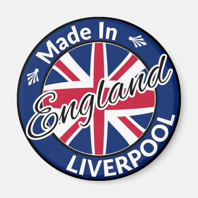 Made in Liverpool England Union Jack Flagga Magnet (Framsidan)