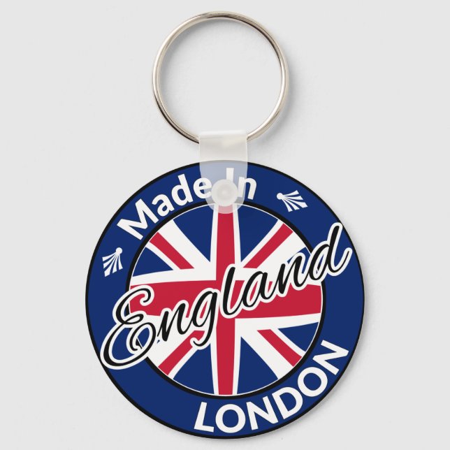 Made in London England Union Jack Flagga Nyckelring (Framsida)