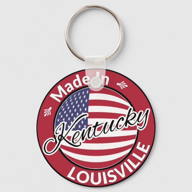 Made in Louisville Kentucky USA flagga Nyckelring (Framsida)