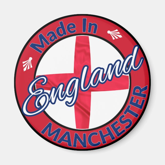 Made in Manchester England St George Flagga Magnet (Framsidan)