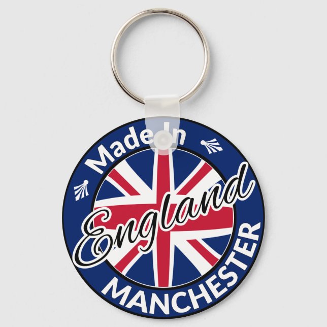 Made in Manchester England Union Jack Flagga Nyckelring (Framsida)