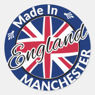 Made in Manchester England Union Jack Flagga Runt Klistermärke