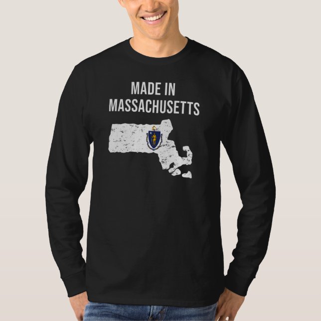 Made in Massachusetts Statlig flagga T Shirt (Framsida)
