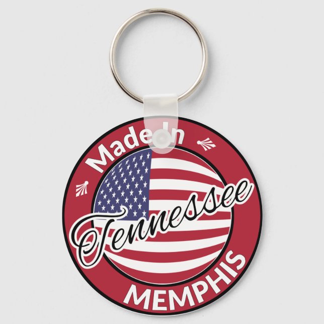 Made in Memphis Tennessee USA flagga Nyckelring (Framsida)