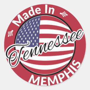 Made in Memphis Tennessee USA flagga Runt Klistermärke