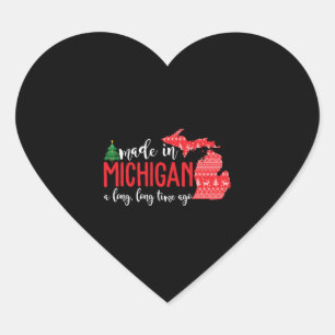 Made in Michigan för länge sedan, jul Hjärtformat Klistermärke
