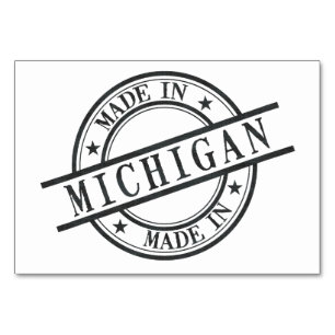 Made in Michigan Frimärke Stil Logotyp Symbol Blac Bordsnummer