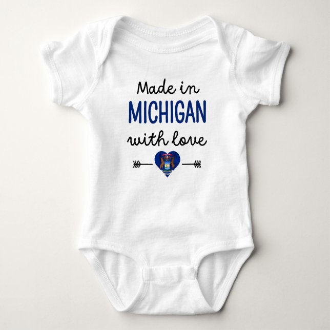 Made in Michigan med Kärlek T Shirt (Framsida)