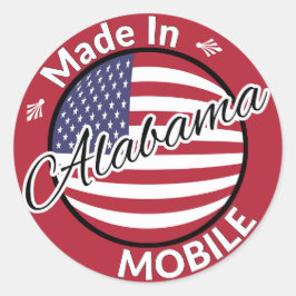 Made in Mobile Alabama Stars och stripes Flagga Runt Klistermärke