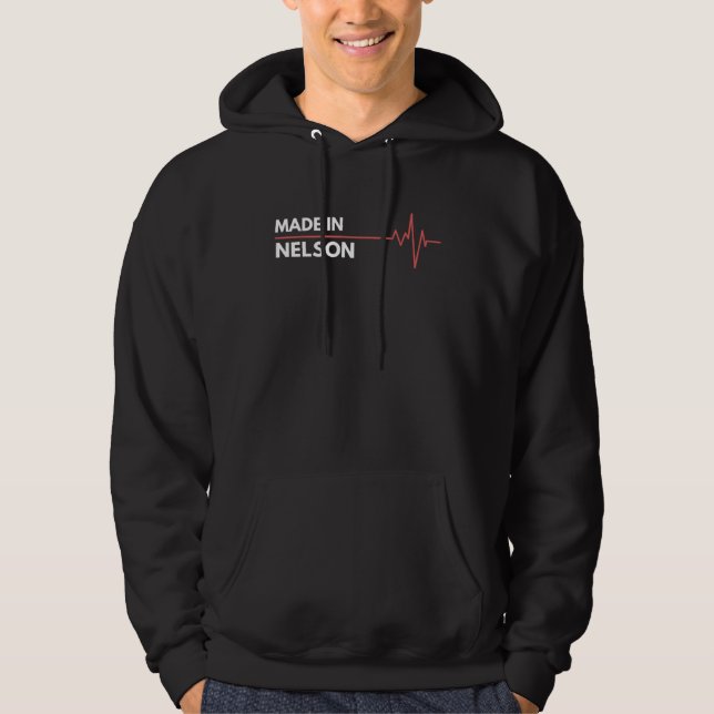 Made In Nelson New Zealand City Of Birth Hoodie (Framsida)