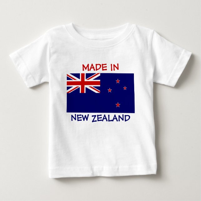 Made in New Zealand with New Zealand Flagga T Shirt (Framsida)