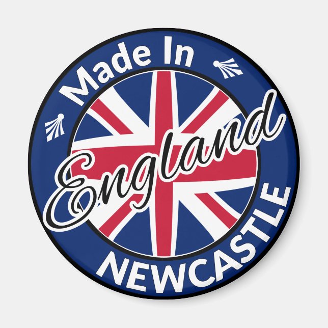 Made in Newcastle England Union Jack Flagga Magnet (Framsidan)