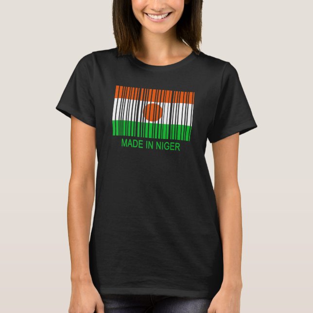 Made in Niger Flag Barcode T Shirt (Framsida)
