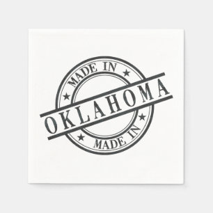 Made in Oklahoma Frimärke Stil Logotyp Symbol Bla Pappersservett