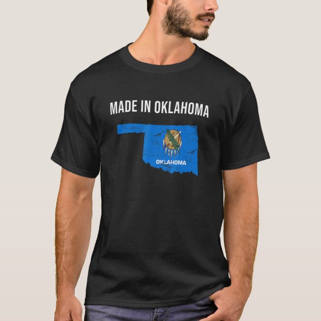Made in Oklahoma Statlig flagga T Shirt (Framsida)
