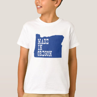 Made in Oregon Karta Shape Blue Background Kids Tee