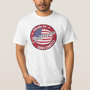 Made in San Diego California Stars Rand Flagga T Shirt