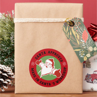 Made in Santa's Workshop Red Gift Runt Klistermärke