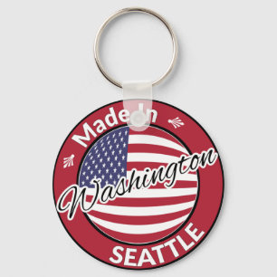 Made in Seattle Washington USA flagga Nyckelring