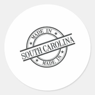 Made in South Carolina Frimärke Stil Logotyp Black Runt Klistermärke