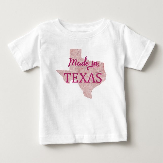 Made in Texas Girls Baby T-Shirt Rosa Shirt (Framsida)
