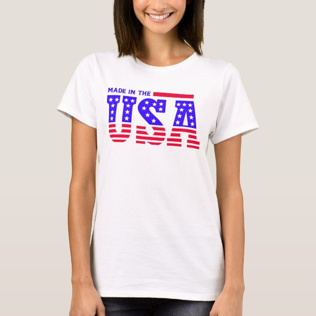 Made in USA American TEXT T Shirt (Framsida)