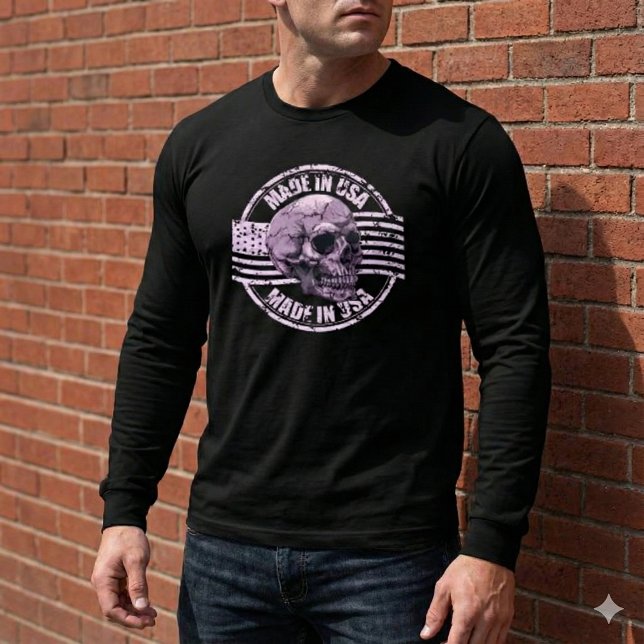 Made in USA Distressed Purple Skull Men's T-Shirt (Skapare uppladdad)