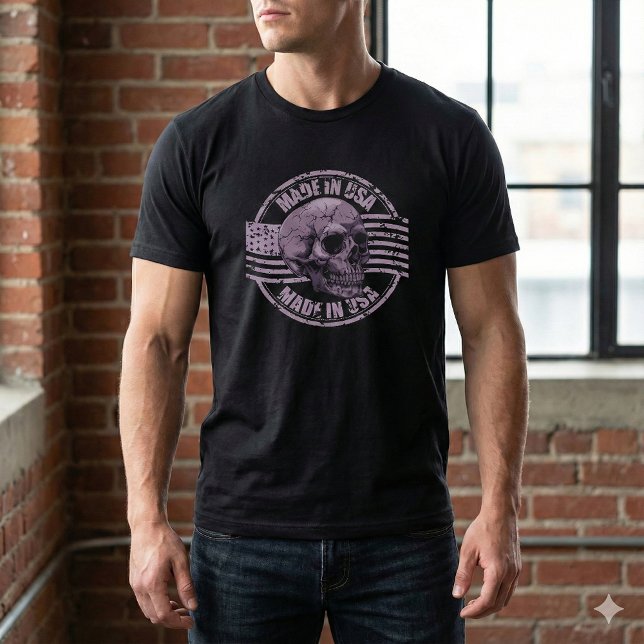 Made in USA Distressed Purple Skull Men's T-Shirt (Skapare uppladdad)