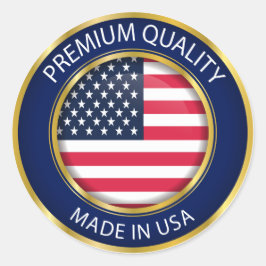 Made in USA Seal, American Flagga Runt Klistermärke